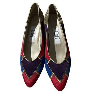 Vintage Cherry Webb & Touraine Bright Multi-Color Women's Flats size 7.5